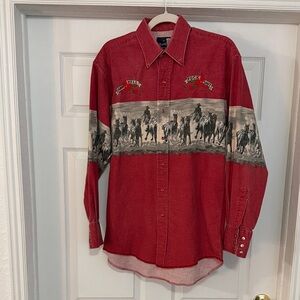 Wrangler Red Western Button-Up Shirt - size M